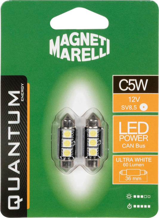 QUANTUM ENERGY Coppia Di Lampadine Led Per Auto Ultra White 36mm 12V