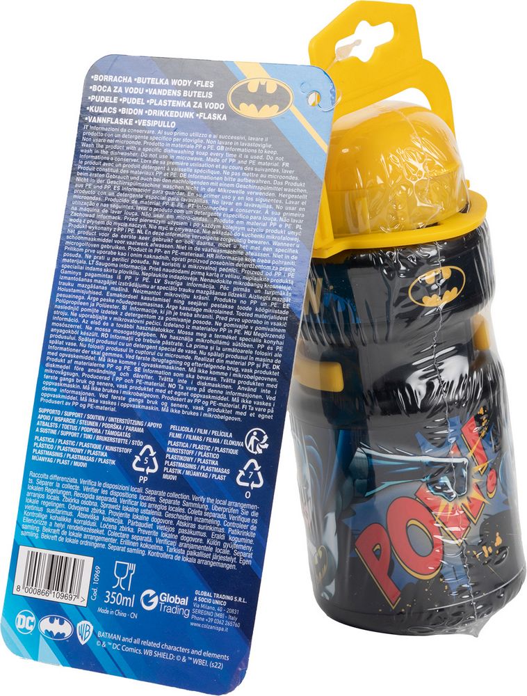 Borraccia ciclo Batman bici bambino 350 ml nero giallo