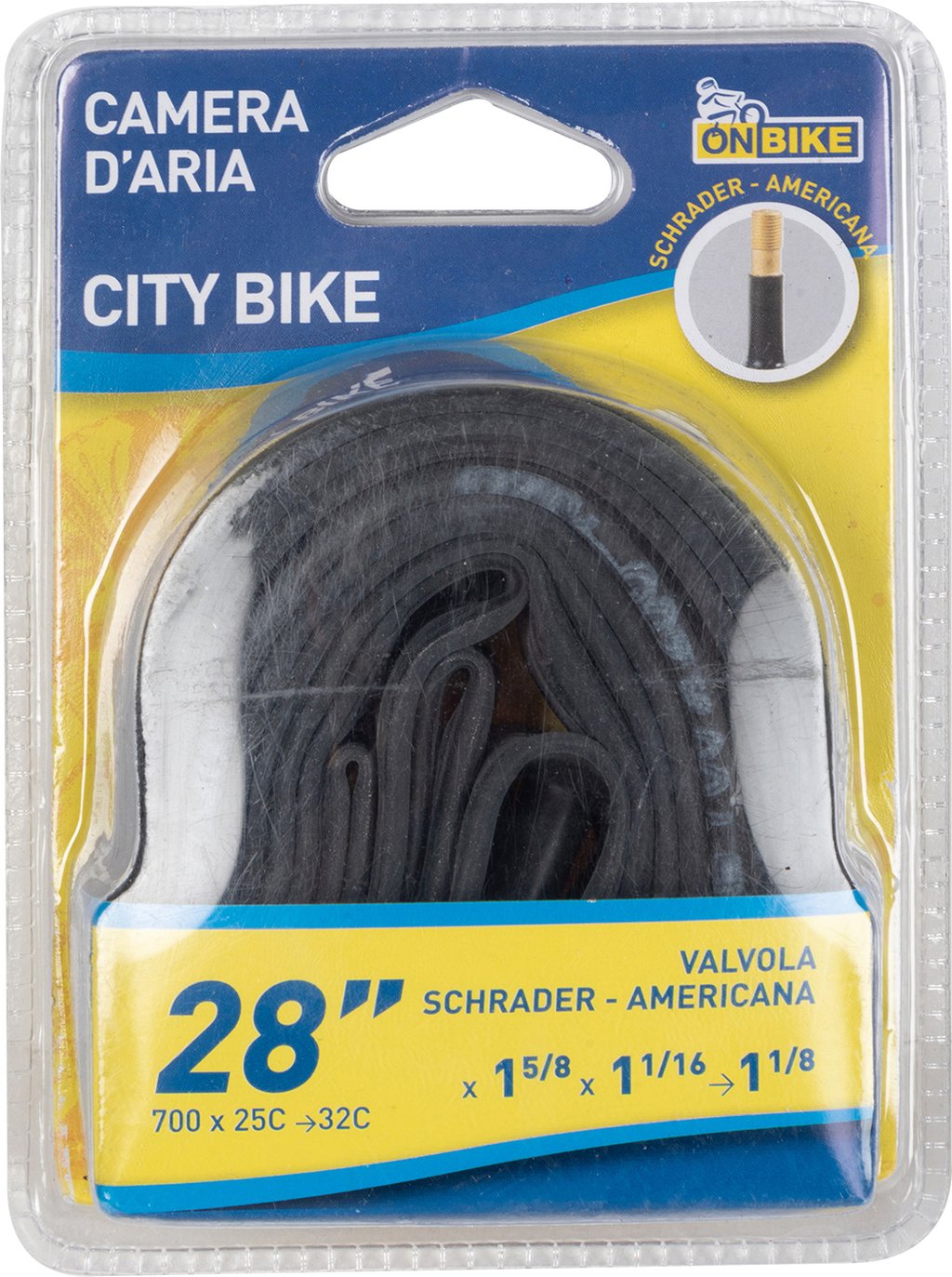 ON BIKE Camera d?Aria Bici 28? x 1 5/8 x 1 1/16 - 1 1/8 con Valvola Schrader