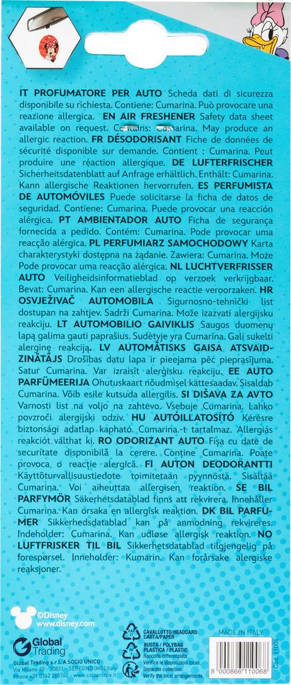 Profumatore deodorante auto Minnie Mouse vaniglia topolina rosso