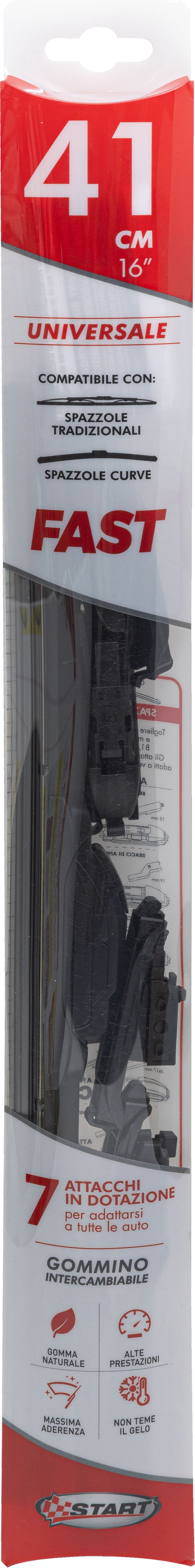 START Spazzola tergicristallo singola Fast 41 cm - 16", per spazzole