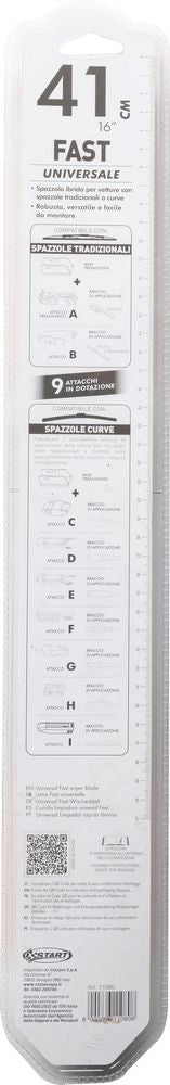 Spazzola tergicristallo singola Fast 41 cm - 16", per spazzole tradizionali e curve