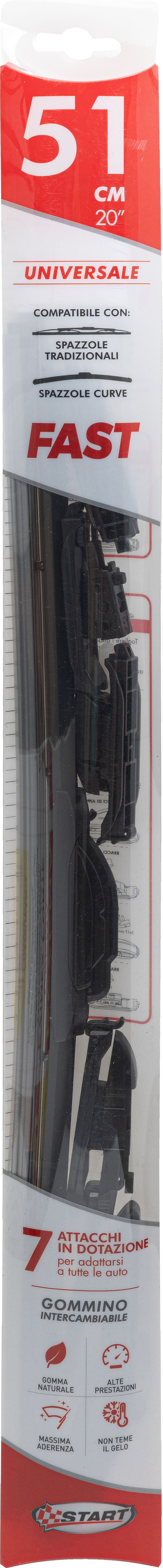 START Spazzola tergicristallo singola Fast 51 cm - 20", per spazzole