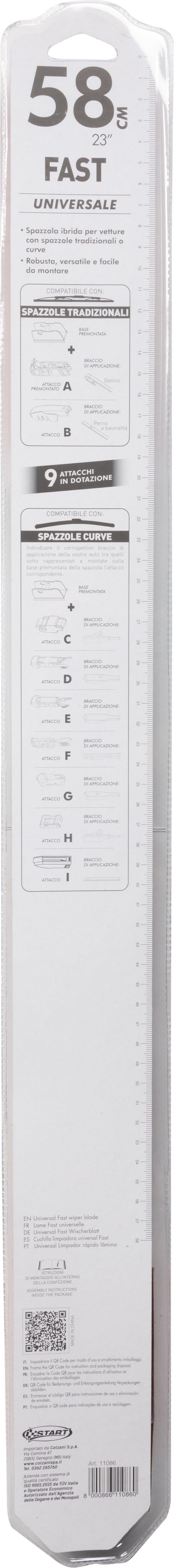 Spazzola tergicristallo singola Fast 58 cm - 23", per spazzole trdizionali e curve