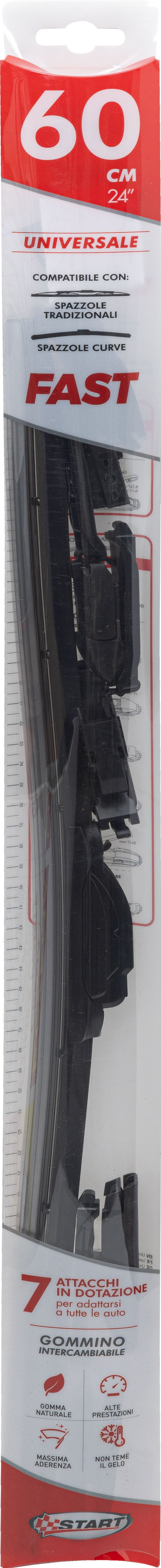 Spazzola tergicristallo singola Fast 60 cm - 24", per spazzole tradizionali e curve