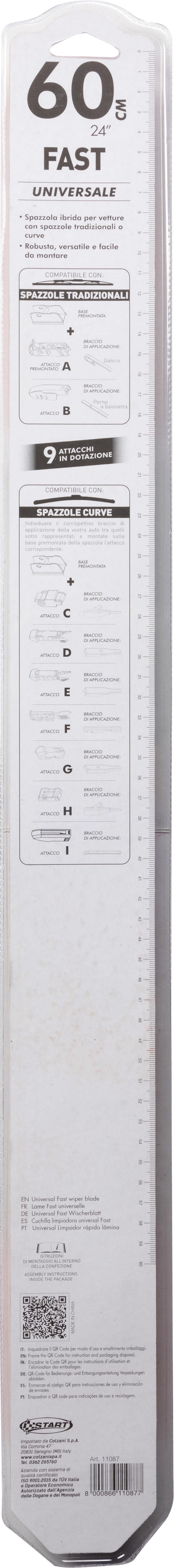 Spazzola tergicristallo singola Fast 60 cm - 24", per spazzole tradizionali e curve
