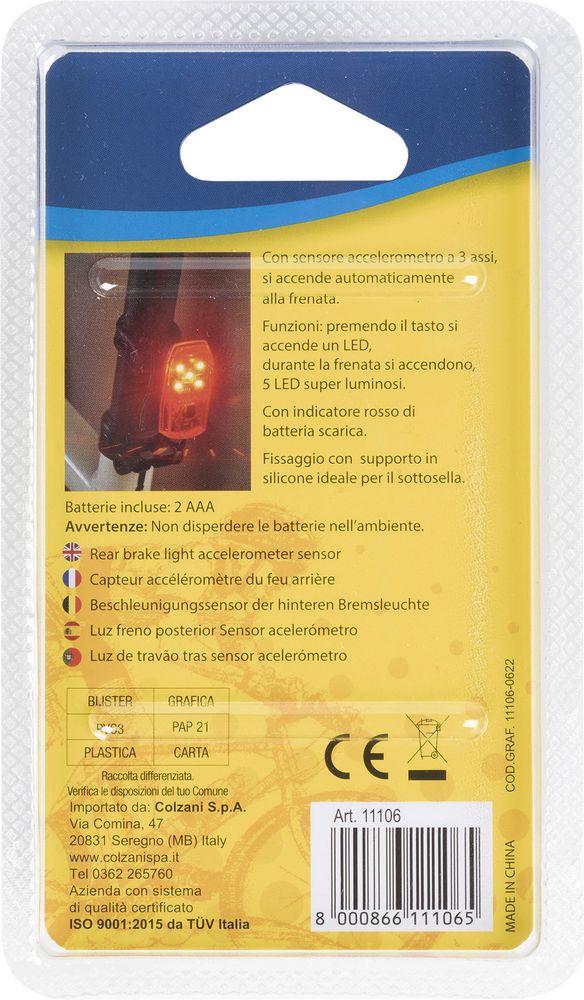 On Bike Luce stop posteriore a led con sensore di frenata