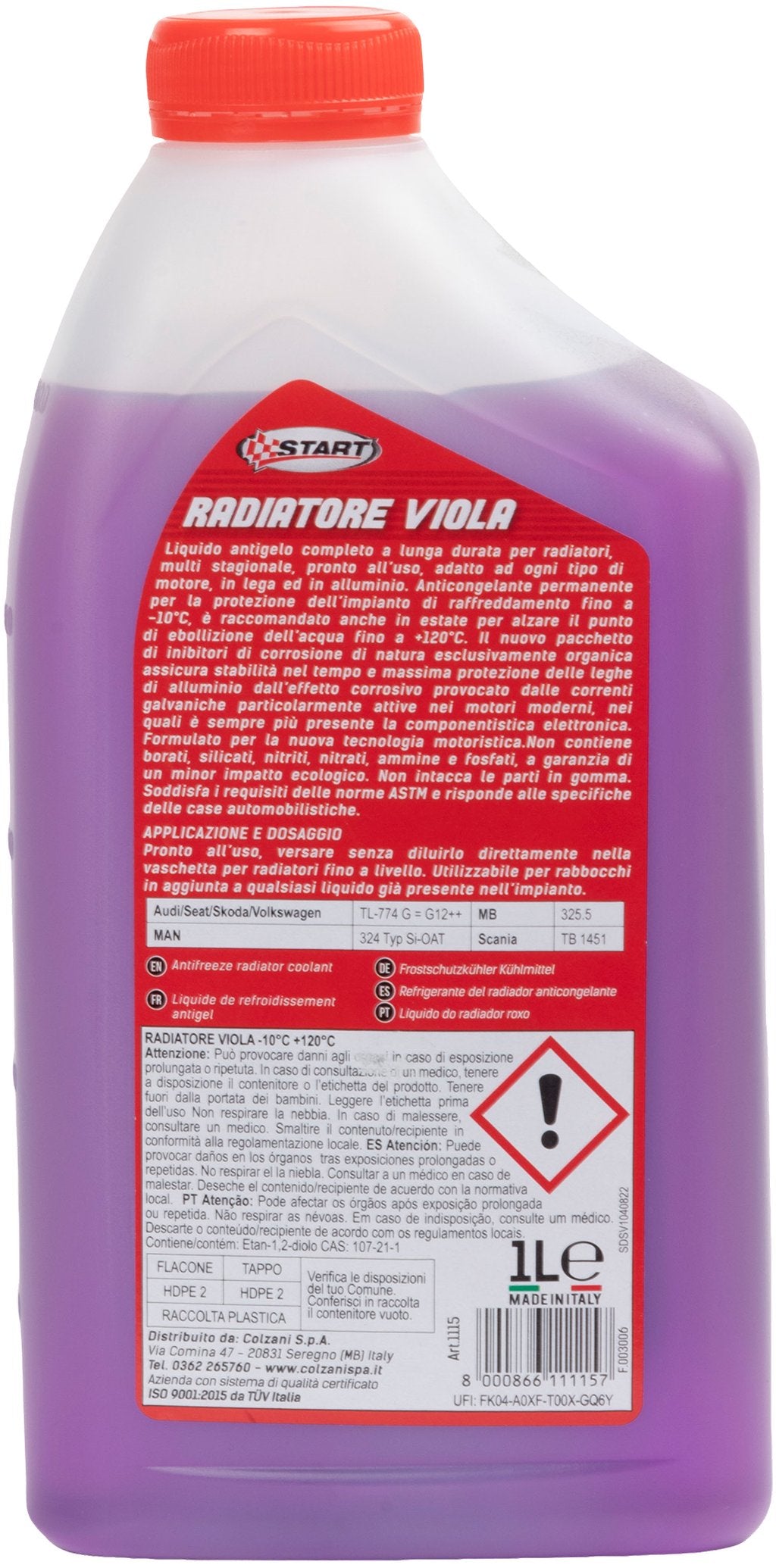 START Liquido radiatore organico viola G12+ 1L, protegge motori da corrosione