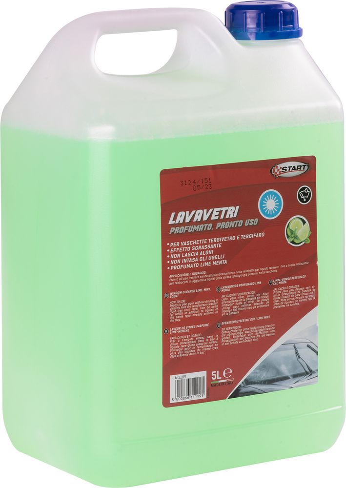 Lavavetri profumato lime menta - capienza 5 litri - vaschette tergivetro e tergifaro - effetto sgrassante