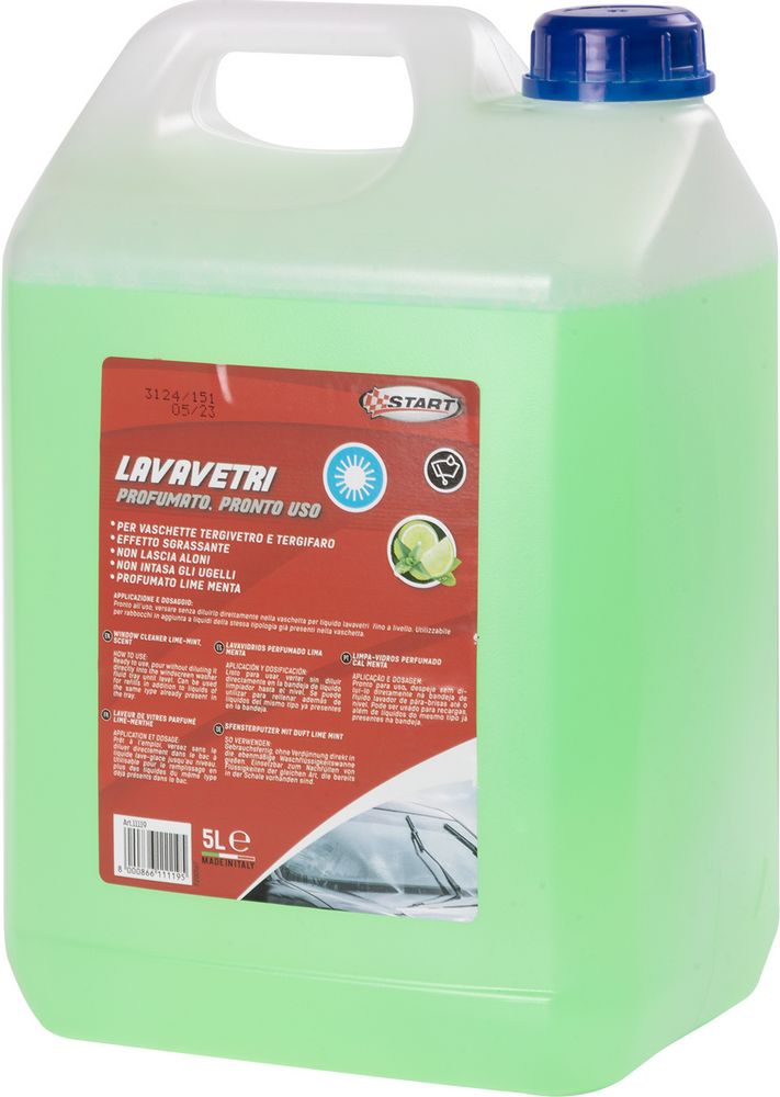 Lavavetri profumato lime menta - capienza 5 litri - vaschette tergivetro e tergifaro - effetto sgrassante