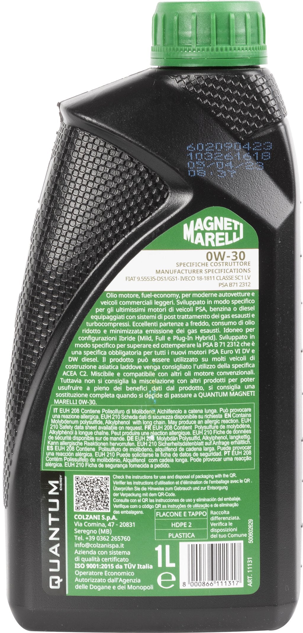 QUANTUM ENERGY Olio Lubrificante Marelli 0W30 1L Motore Sintetico Alta