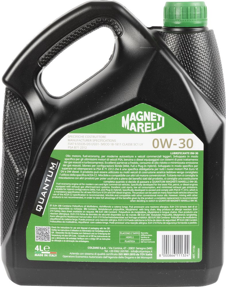 Quantum Energy Olio Marelli 0W30 4L Protezione Motore