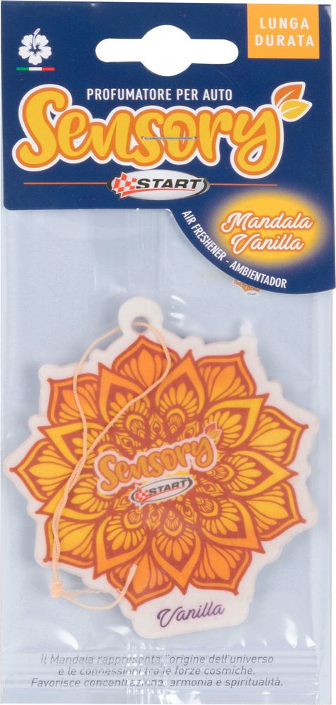 Sensory profumatore auto vaniglia mandala - dimensioni 7,5 cm x 17,5 cm