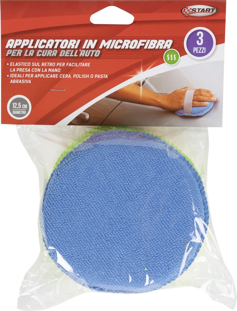 Set da 3 pezzi di applicatori Start in microfibra per la cura della tua auto