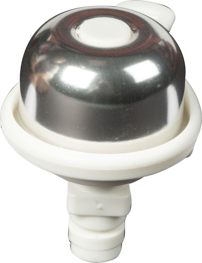 MIni campanello universale per bicicletta in acciaio di colore bianco/silver