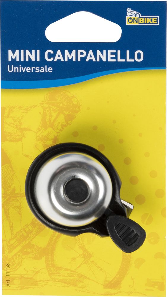 MIni campanello universale per bicicletta in acciaio di colore nero/silver