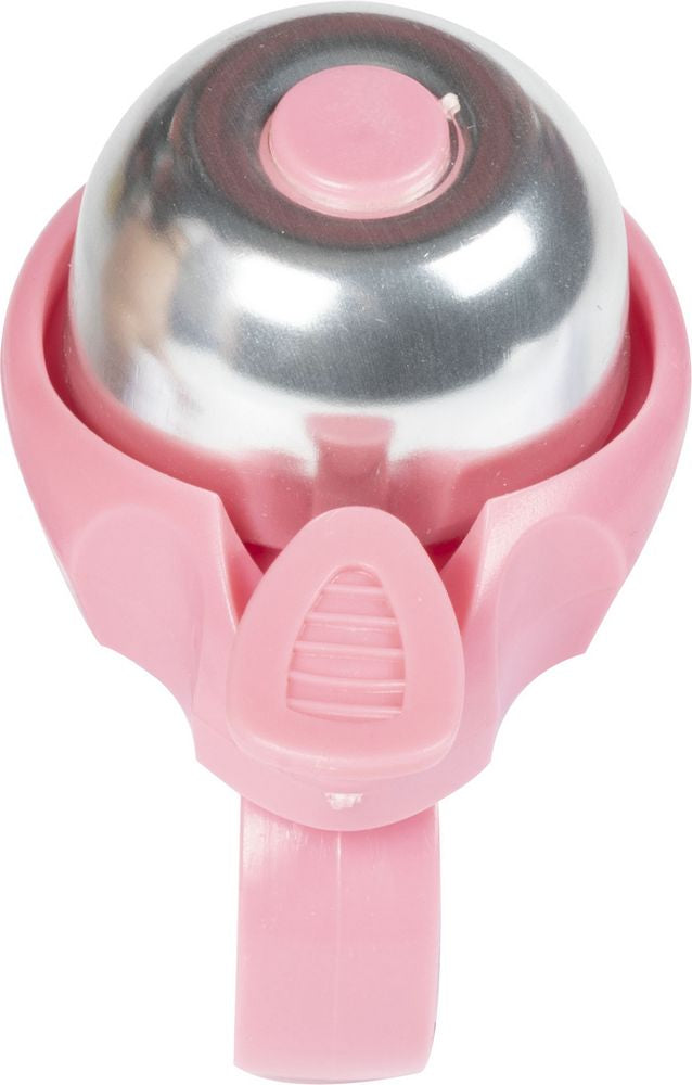 Mini campanello universale per bicicletta in acciaio di colore rosa/silver