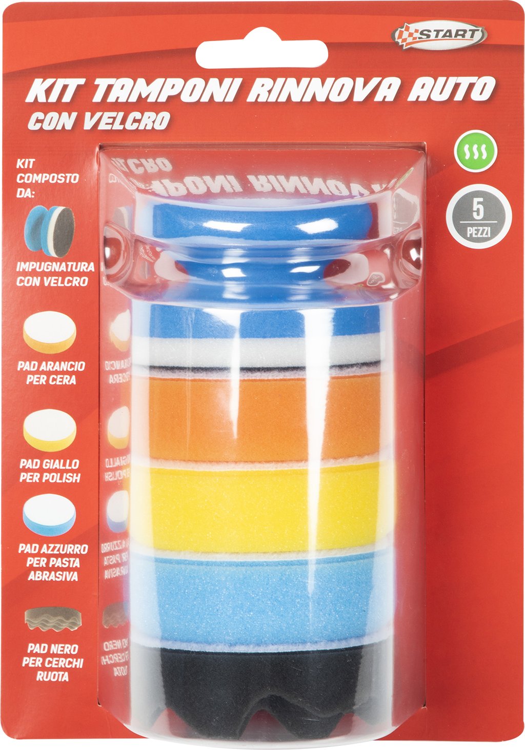 START Kit tamponi 5 pezzi rinnova auto - con velcro - alta tenuta antigraffio