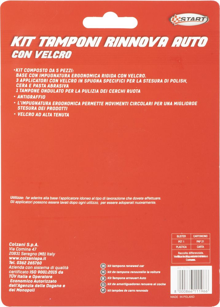 Kit tamponi rinnova auto composto da 5 prezzi con alta tenuta antigraffio