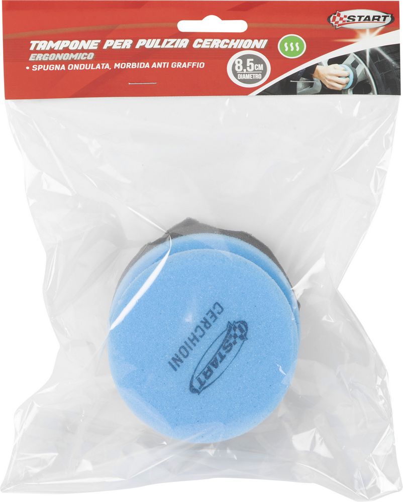 Tampone ergonomico antigraffio per pulizia cerchioni diametro 8,5 cm