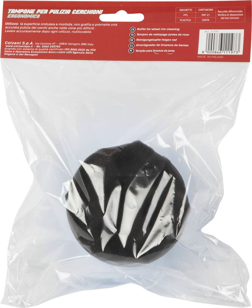 Tampone ergonomico antigraffio per pulizia cerchioni diametro 8,5 cm