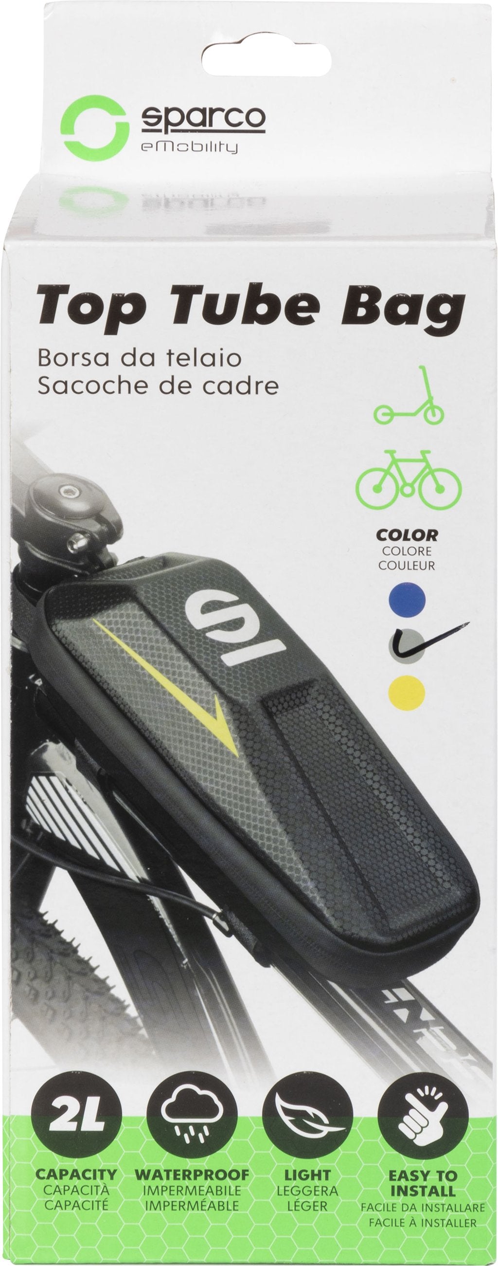 SPARCO Borsa grigia da telaio per bici in EVA con guscio rigido impermeabile