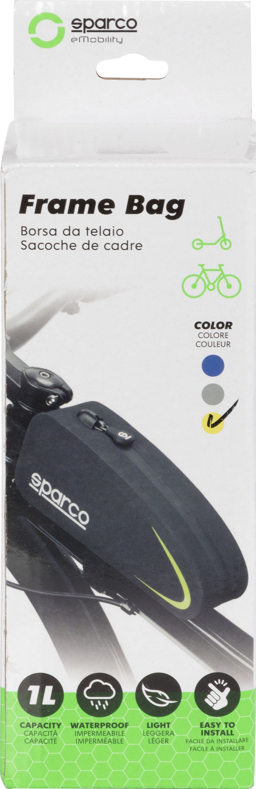 SPARCO Borsa gialla da telaio per bici in nylon impermeabile e antiurto