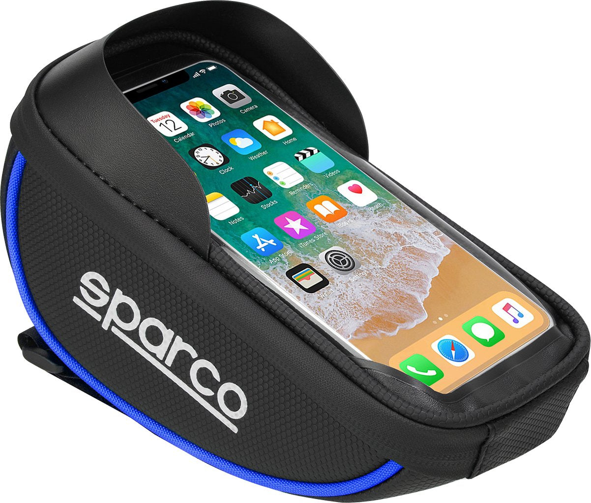 SPARCO Borsa blu porta cellulare per bici in microfibra impermeabile