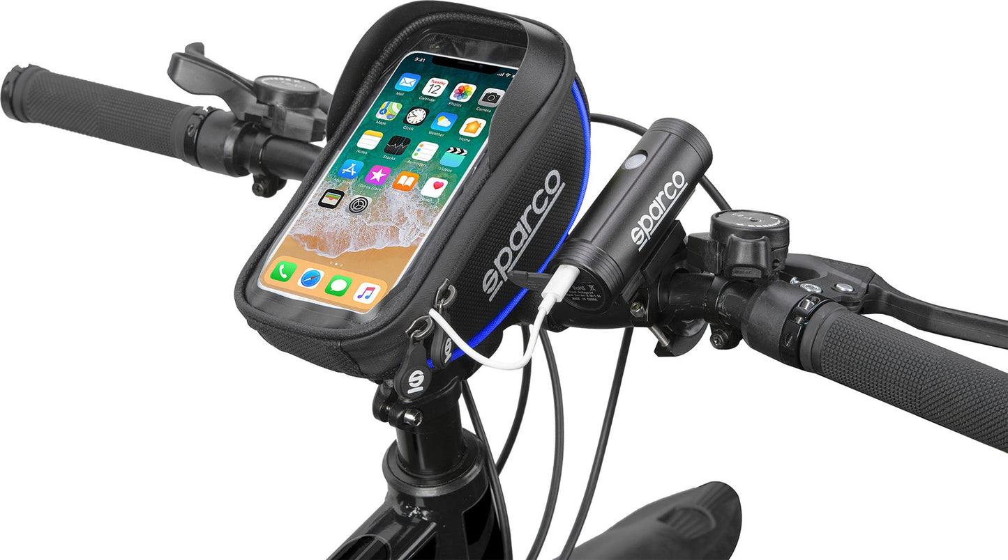 SPARCO Borsa blu porta cellulare per bici in microfibra impermeabile