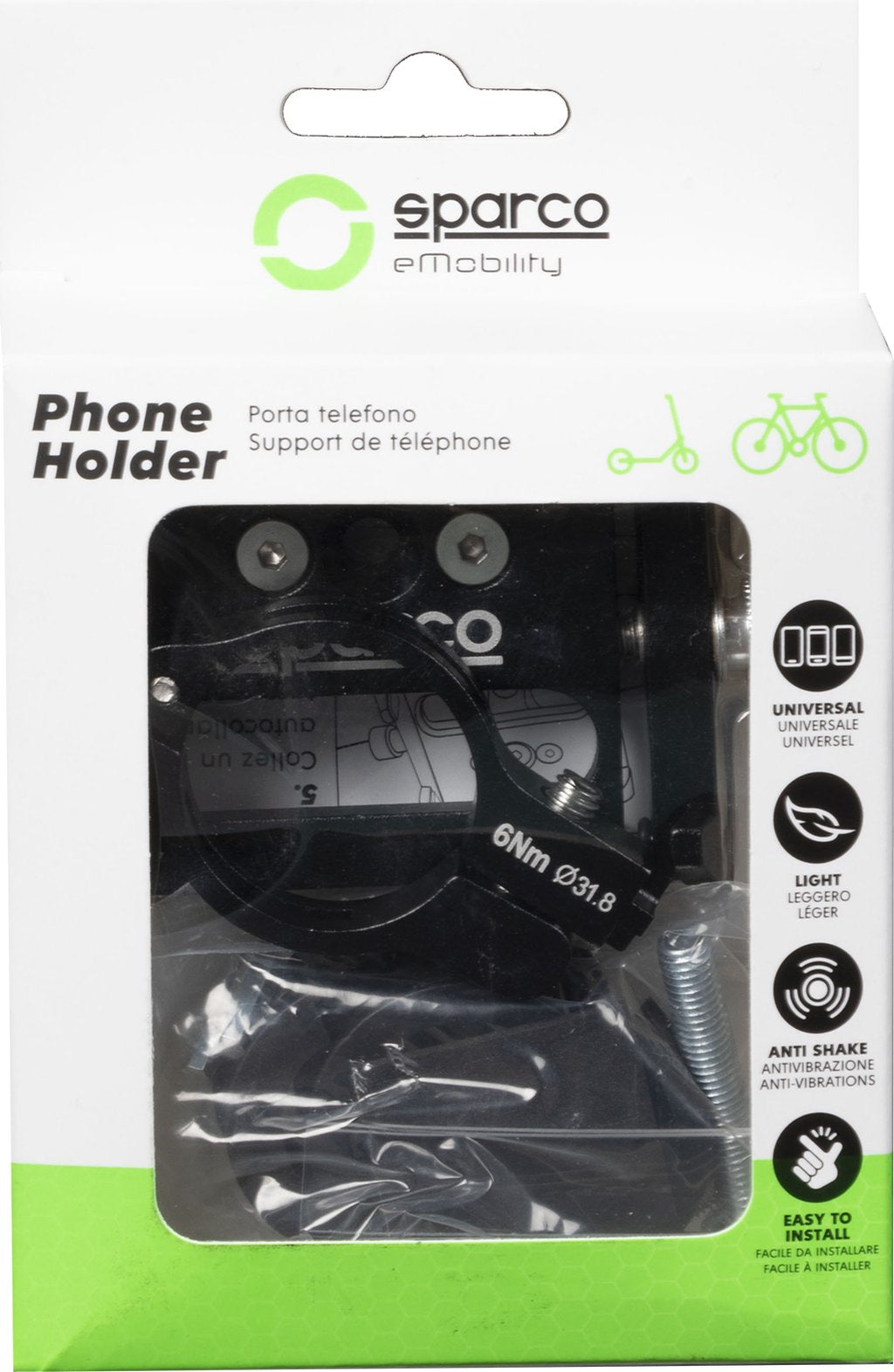 SPARCO Porta Smartphone per bici in lega di alluminio regolabile e facile