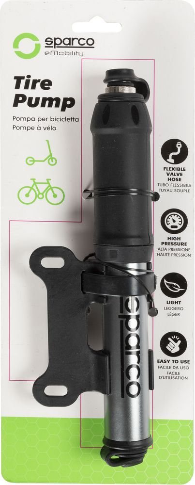 Mini pompa grigia per bicicletta in alluminio Sparco