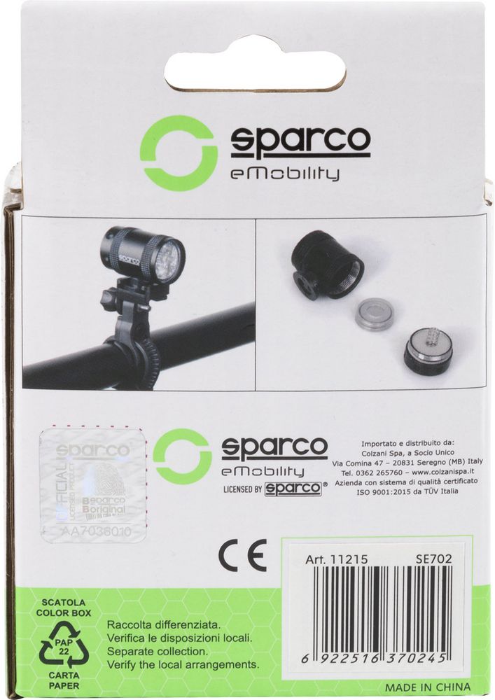 Set luce per bicicletta anteriore e posteriore Sparco