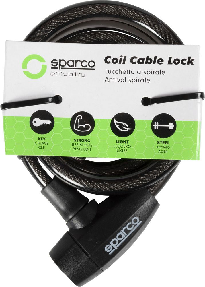 Lucchetto morbido per bicicletta nero con serratura Sparco
