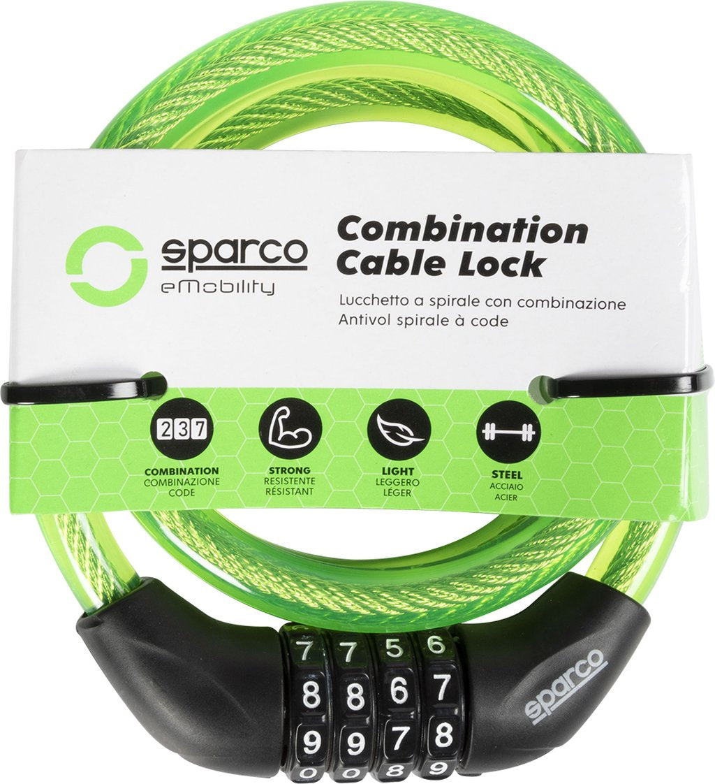 Lucchetto morbido per bici giallo con combinazione Sparco
