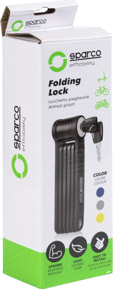 Lucchetto pieghevole per bicicletta giallo con combinazione Sparco