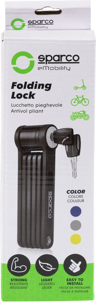 Lucchetto pieghevole per bicicletta giallo con combinazione Sparco