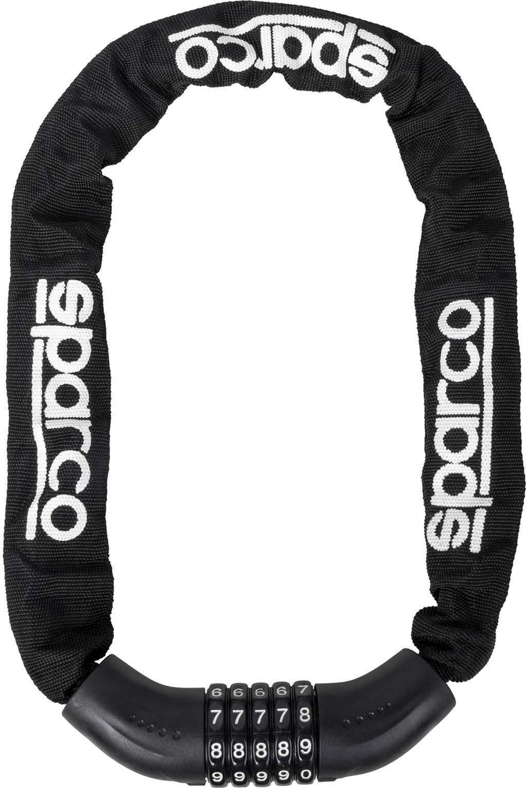 SPARCO lucchetto nero a catena per bicicletta in acciacio zinco ottone ABS