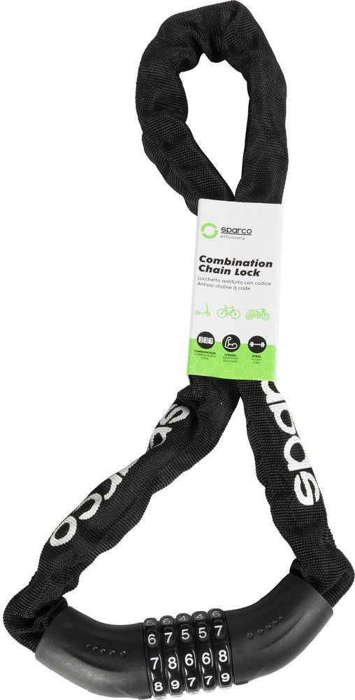 Lucchetto a catena per bicicletta nero con combinazione Sparco