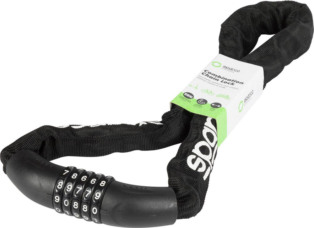 Lucchetto a catena per bicicletta nero con combinazione Sparco