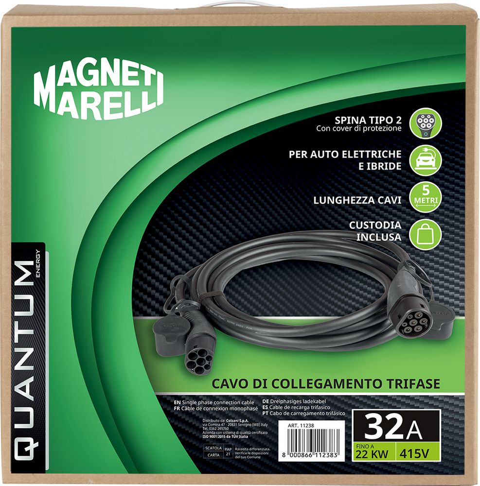 Magneti Marelli Cavo di collegamento per Wallbox, colonnette di ricarica EV Trifase 32A 5 mt - 22 Kw 480 V