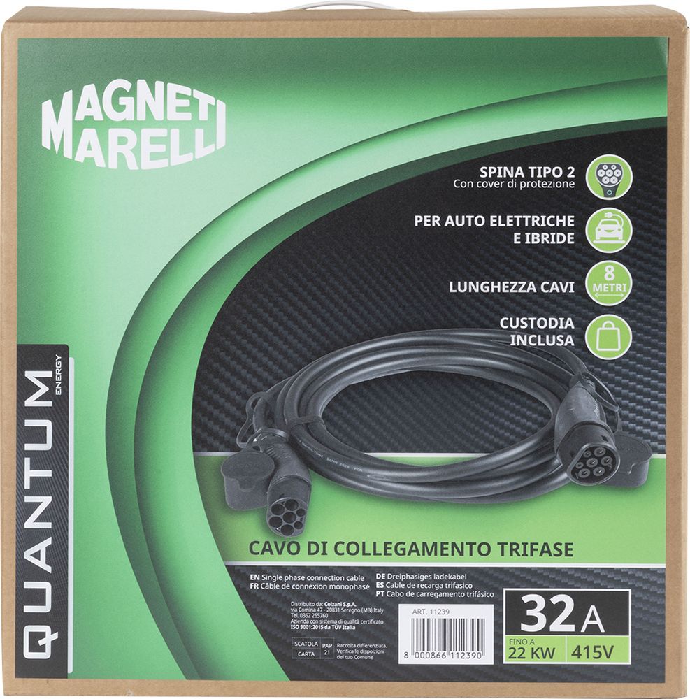 Magneti Marelli Cavo di collegamento per Wallbox, colonnette di ricarica EV Trifase 32A 8 mt - 22 Kw 480 V