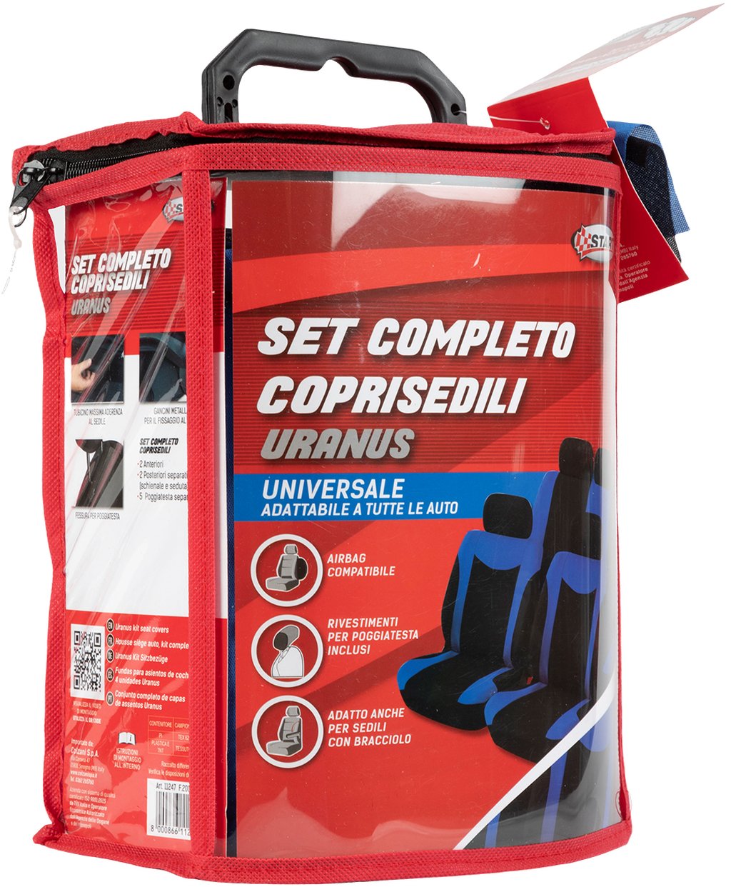 START Set completo Coprisedili e Poggiatesta Uranus - Nero e Blu - per tutte le