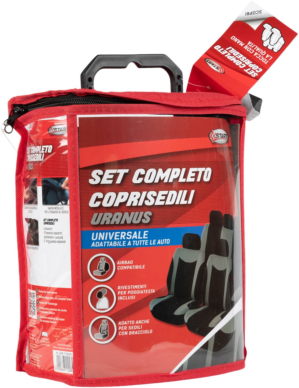 START Set completo Coprisedili e Poggiatesta Uranus - Nero e grigio - per tutte