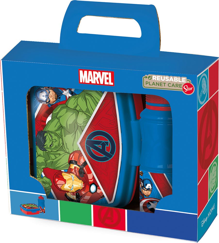 Set borraccia da 380 ml e Sandwich Box per bambini in plastica Avengers