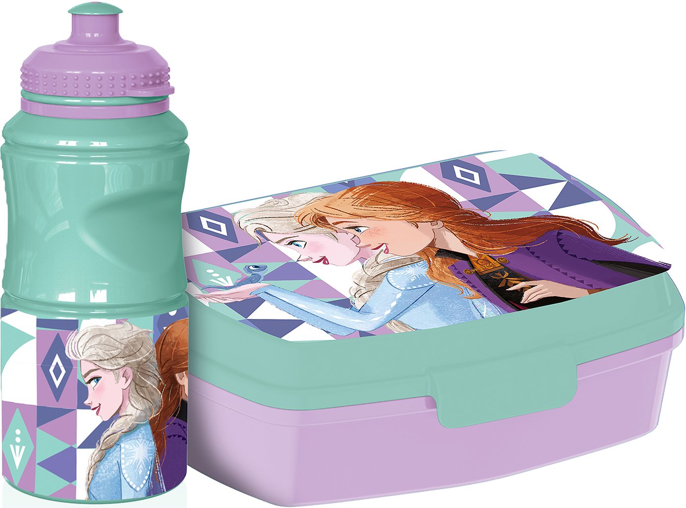 TATAWAY Disney Set borraccia da 380 ml e Sandwich Box azzurra per bambini