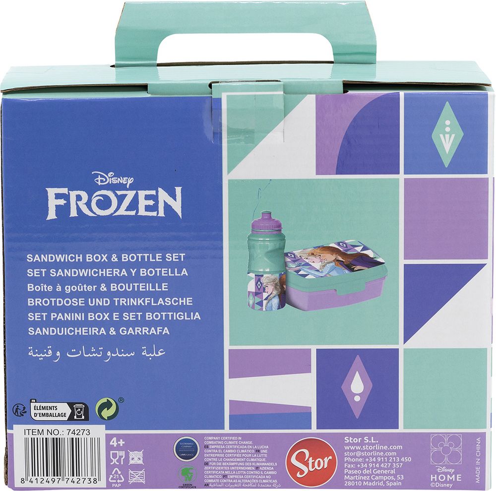 Set borraccia da 380 ml e Sandwich Box per bambini in plastica Frozen