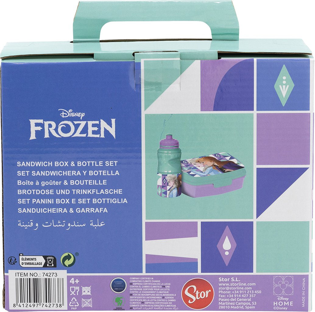 TATAWAY Disney Set borraccia da 380 ml e Sandwich Box azzurra per bambini