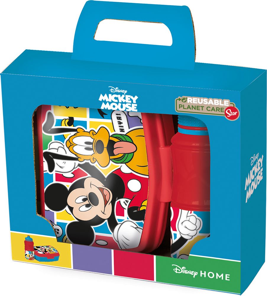 Set borraccia da 380 ml e Sandwich Box per bambini in plastica Mickey Mouse