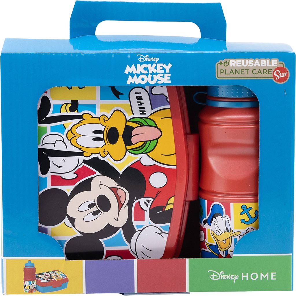 TATAWAY Disney Set borraccia da 380 ml e Sandwich Box rossa per bambini