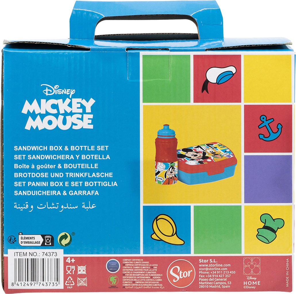 TATAWAY Disney Set borraccia da 380 ml e Sandwich Box rossa per bambini